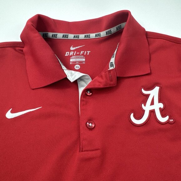 Nike Alabama Crimson Tide Polo Shirt Mens XL Dri Fit Performance Red Golf NCAA - Picture 10 of 10